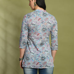 Ethnic Print Three Button Flared Kurti