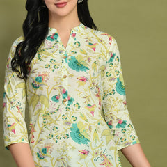 Ethnic Print Three Button Flared Kurti