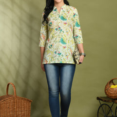 Ethnic Print Three Button Flared Kurti