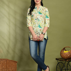 Ethnic Print Three Button Flared Kurti