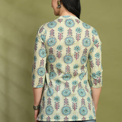Ethnic Print Three Button Flared Kurti