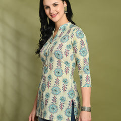 Ethnic Print Three Button Flared Kurti