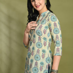 Ethnic Print Three Button Flared Kurti