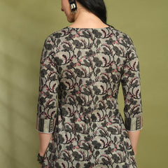 V-Neck Floral Print Peplum Short Kurti