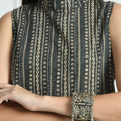 Women’s Pure Cotton Angrakha Kurti with Floral Print | 3/4 Sleeves | Adjustable Side Tie | Sizes S–XXL