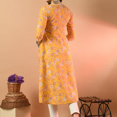 Round Neck Floral Print Long Kurti