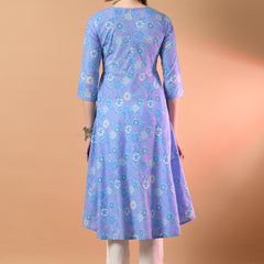 Round Neck Floral Print Long Kurti