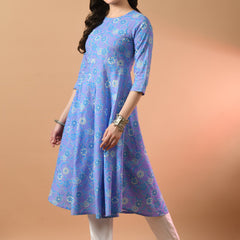 Round Neck Floral Print Long Kurti