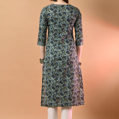 V-Neck Floral Print Long Kurti
