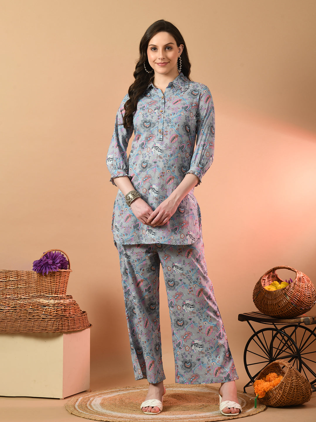 Floral Printed Pure Cotton Night Suits FRLW9058