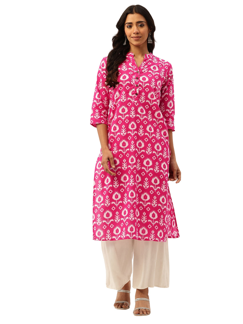 Graceful Long Kurta with 3/4 Sleeves and Button accents A Perfect Fusion of Comfort and Style