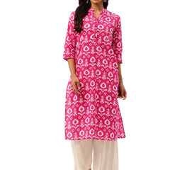 Graceful Long Kurta with 3/4 Sleeves and Button accents A Perfect Fusion of Comfort and Style