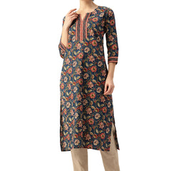 Empress Long Kurta for Women - V-Cut Neckline with 3/4 Sleeves