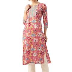 Empress Long Kurta for Women - V-Cut Neckline with 3/4 Sleeves