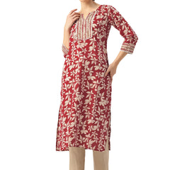 Empress Long Kurta for Women - V-Cut Neckline with 3/4 Sleeves