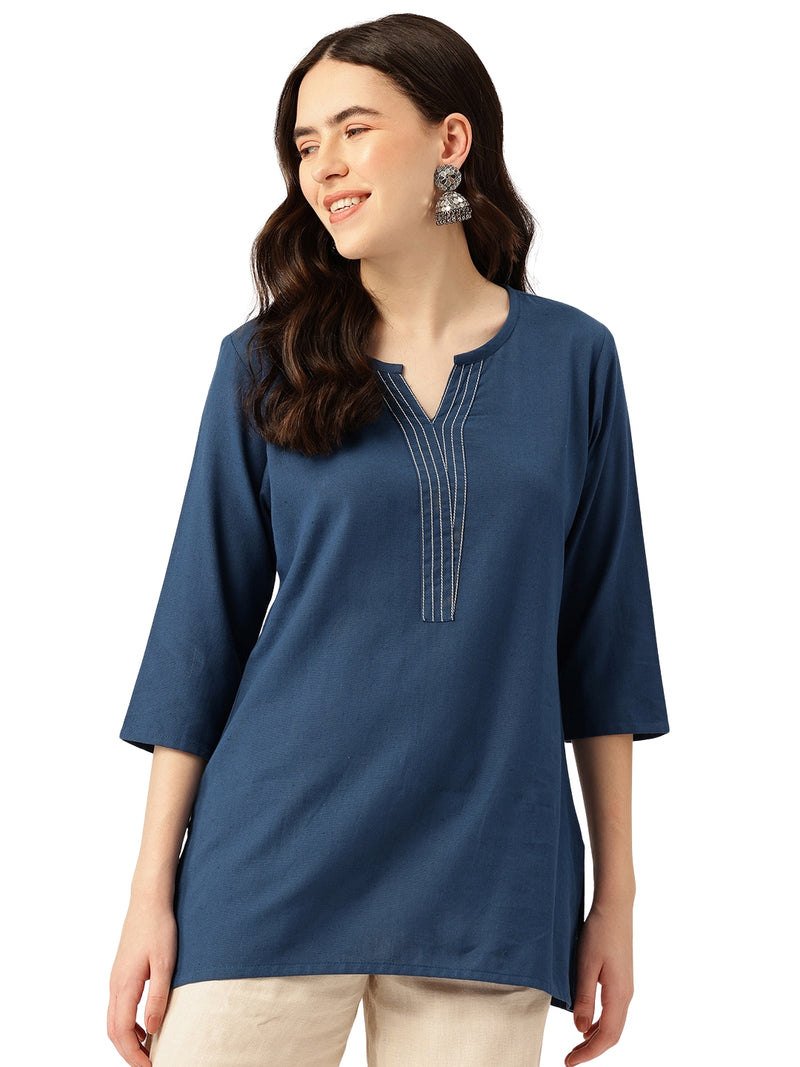 Elegant Short Kurti for Women – 3/4 Sleeves | Round Neck |