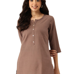 Elegant Short Kurti for Women –Button Detailing & 3/4 Sleeves | Round Neck |
