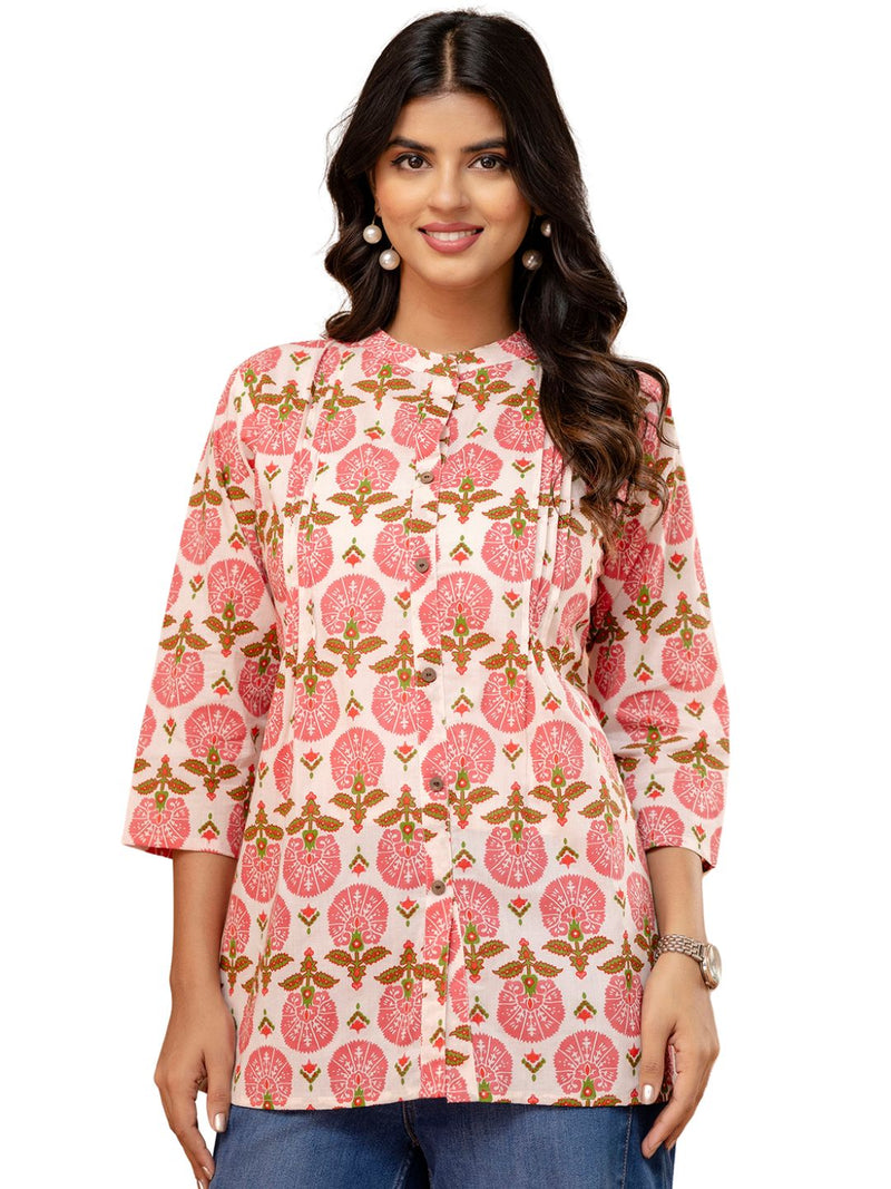 Elegant Mandarin Collar Printed Tunic – Stylish & Comfortable, Sizes