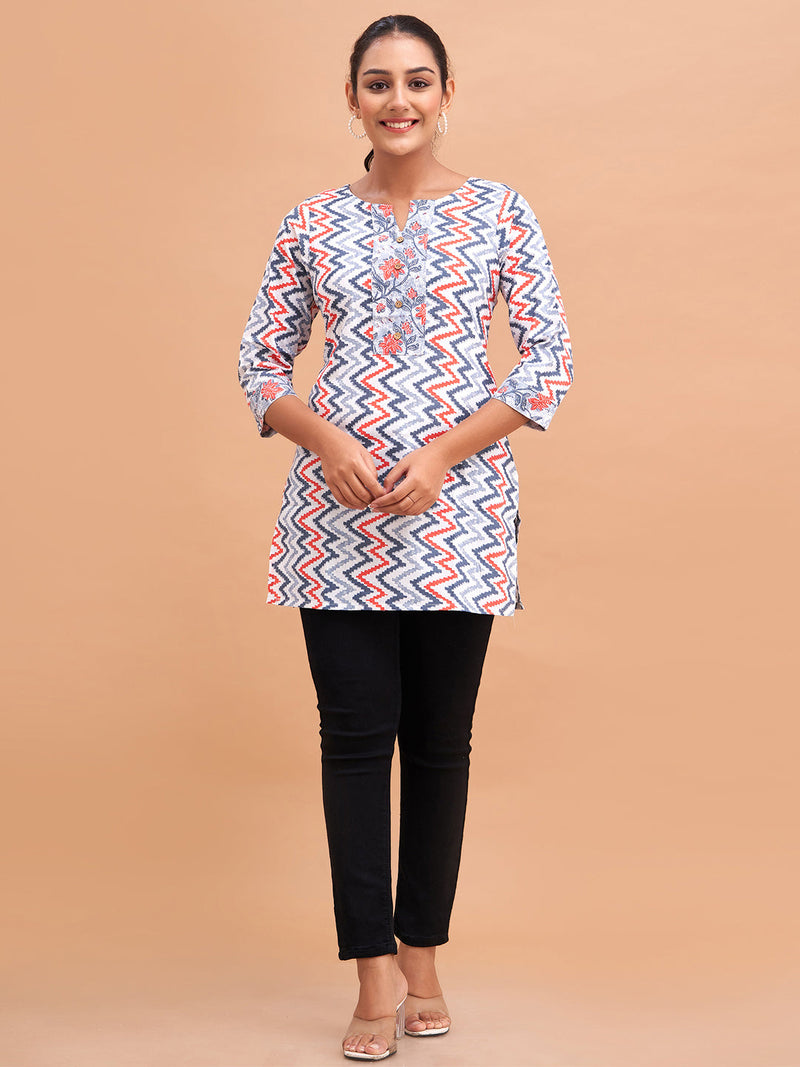 Women Cotton Printed Short Kurti