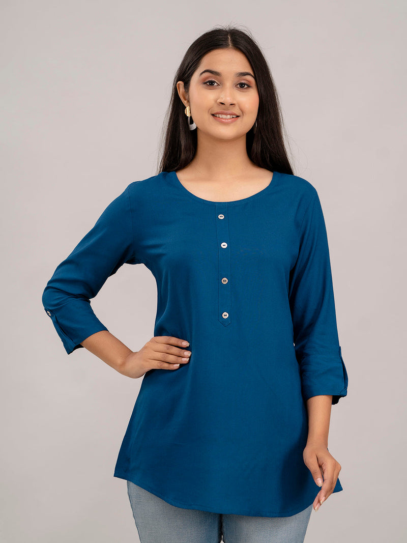 Feranoid Plain short kurti Rayon Sia