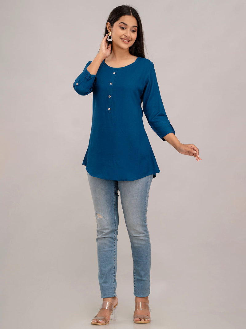 Feranoid Plain short kurti Rayon Sia