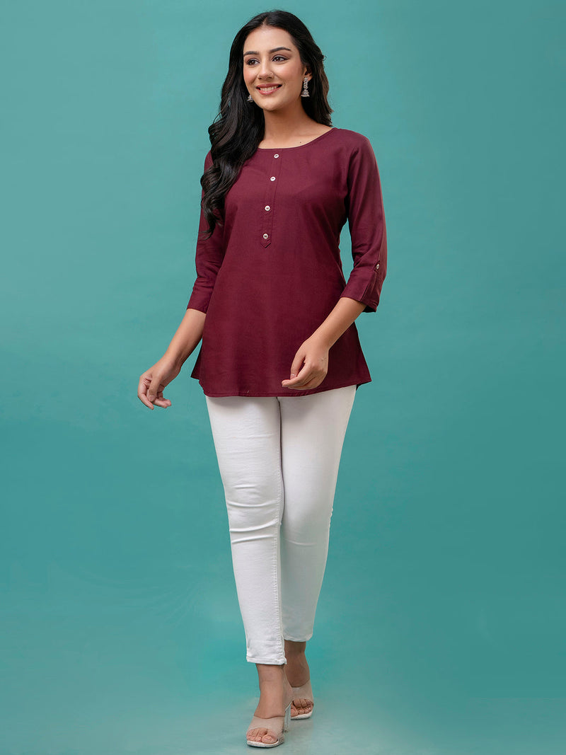 Feranoid Plain short kurti Rayon Sia