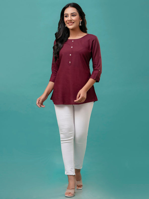 Feranoid Plain short kurti Rayon Sia