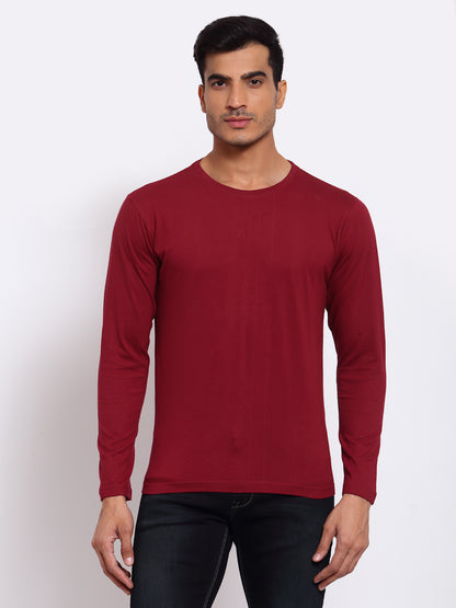 Plain Maroon Full Sleeves T-Shirt