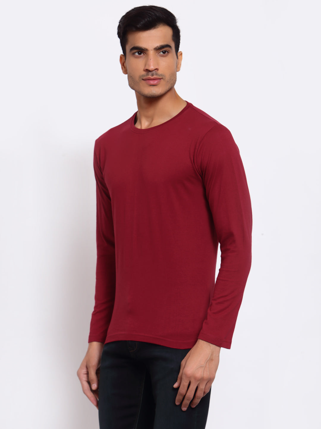 Plain Maroon Full Sleeves T-Shirt