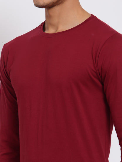 Plain Maroon Full Sleeves T-Shirt