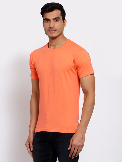 Plain Peach Half Sleeves T-Shirt