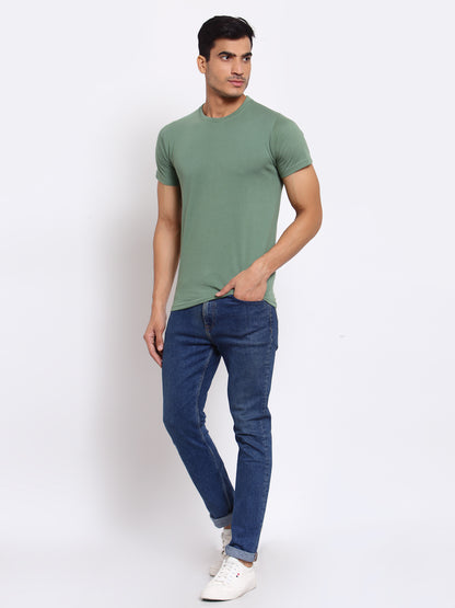 Plain Light Green Half Sleeves T-Shirt