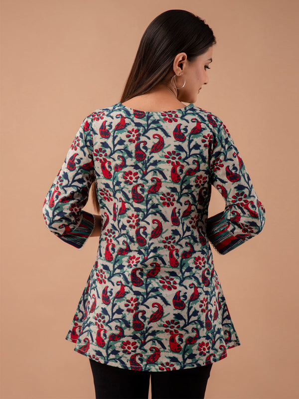 Floral Print Empire A-Line Kurti