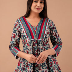 Floral Print Empire A-Line Kurti