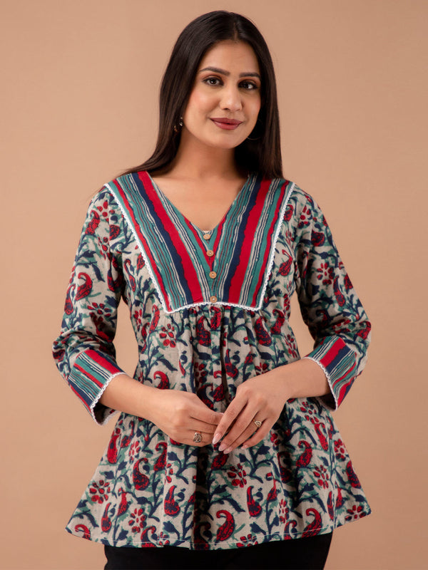 Floral Print Empire A-Line Kurti