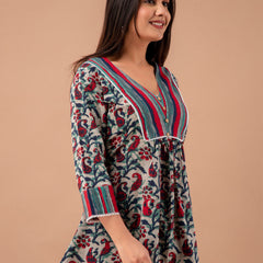 Floral Print Empire A-Line Kurti