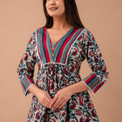 Floral Print Empire A-Line Kurti
