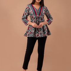 Floral Print Empire A-Line Kurti