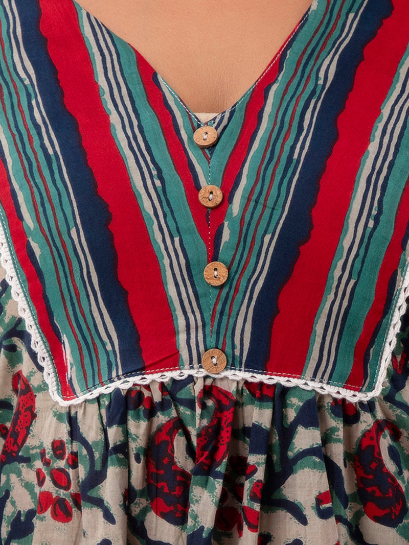 Floral Print Empire A-Line Kurti