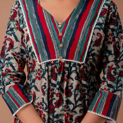 Floral Print Empire A-Line Kurti