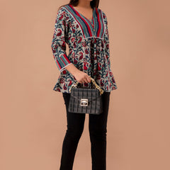 Floral Print Empire A-Line Kurti