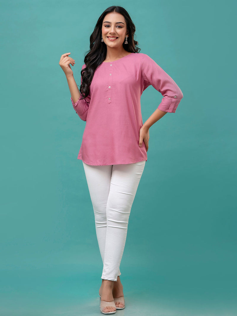 Feranoid Plain short kurti Rayon Sia