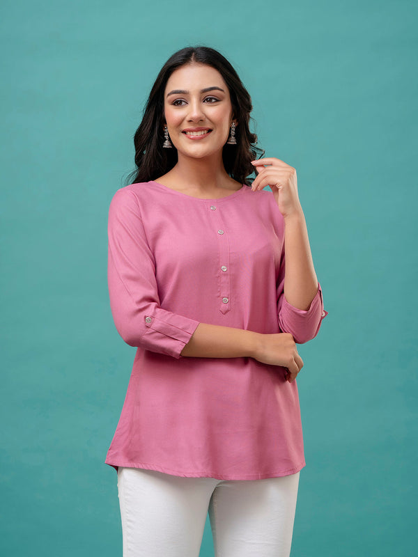 Feranoid Plain short kurti Rayon Sia