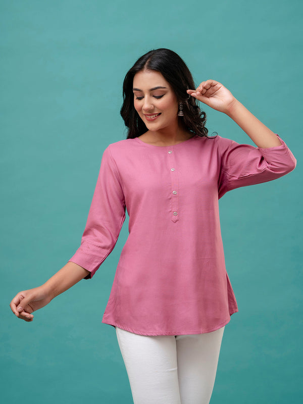 Feranoid Plain short kurti Rayon Sia