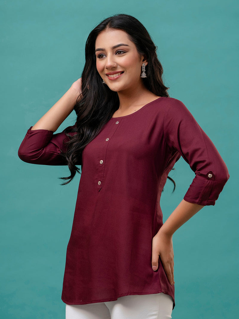 Feranoid Plain short kurti Rayon Sia