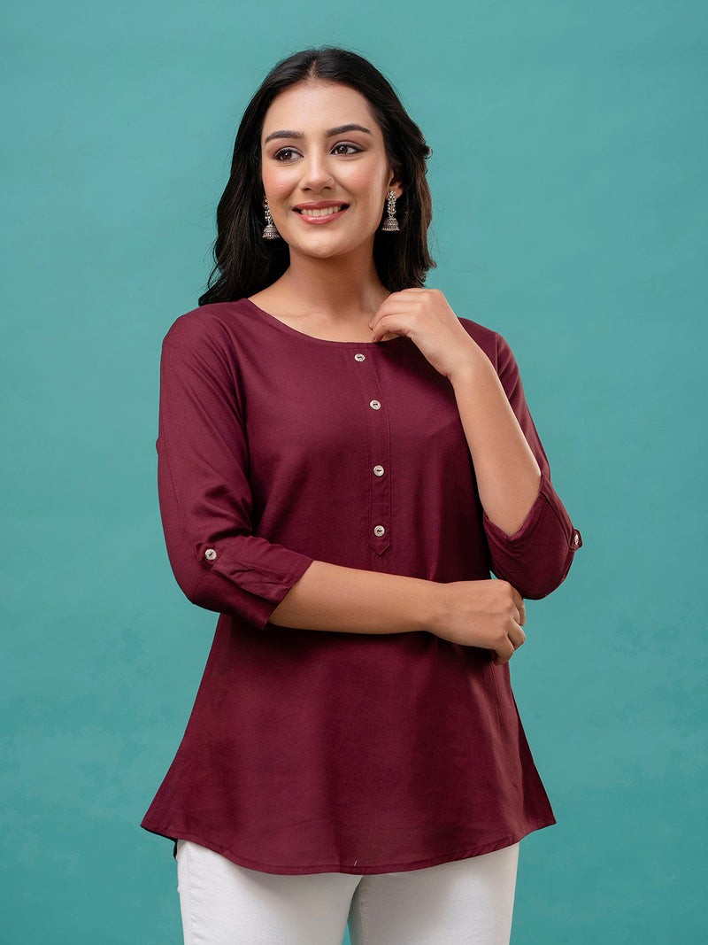 Feranoid Plain short kurti Rayon Sia