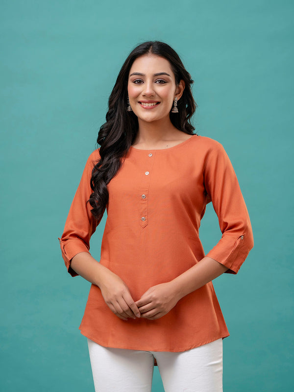 Feranoid Plain short kurti Rayon Sia