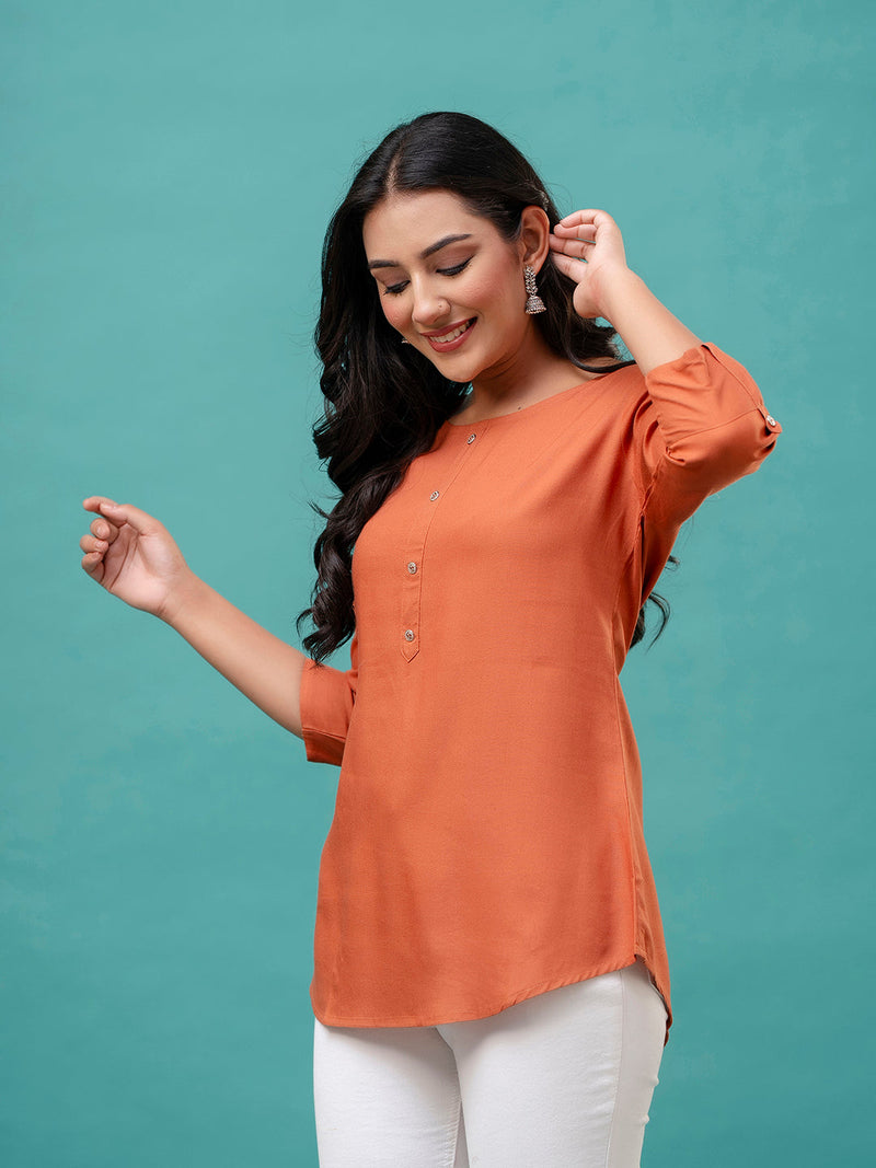 Feranoid Plain short kurti Rayon Sia