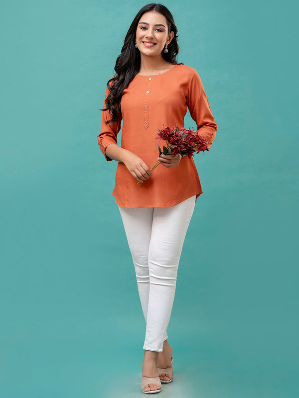 Feranoid Plain short kurti Rayon Sia