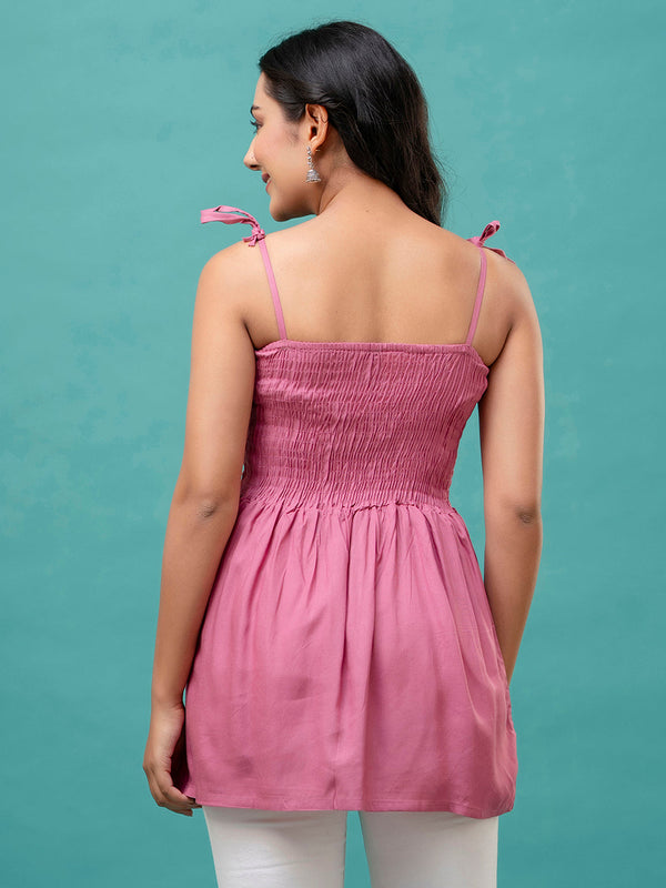 Feranoid Smocking Long Top Rayon